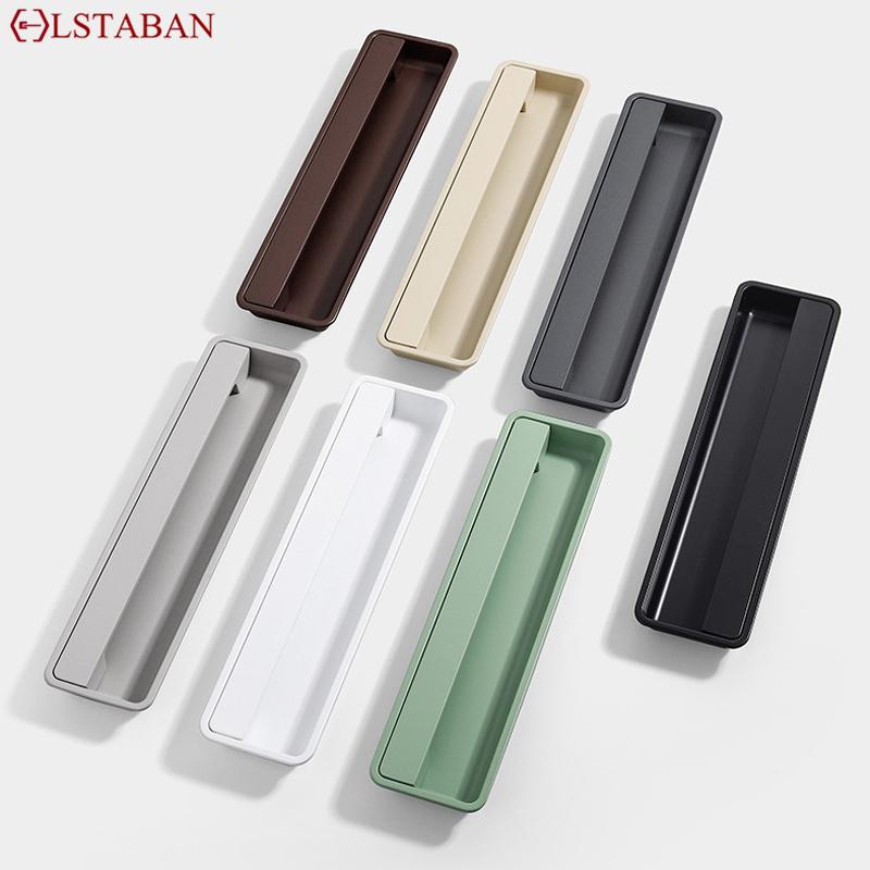 Modern Sliding Door Concealed Handle Slotted Embedded Buckle Furniture Handles Wardrobe Push Pull Hidden Kitchen Cabinet Knobs