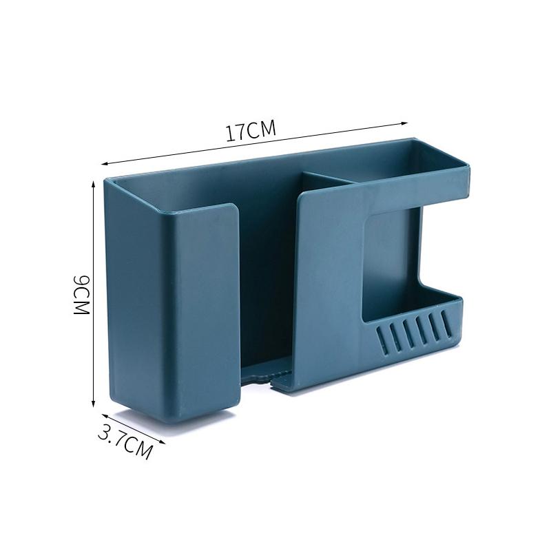 2 In 1 Wall-Mounted Mobile Phone Remote Control Storage Box Multifunctional Punch-Free Storage Rack Wall Debris Storage Holders