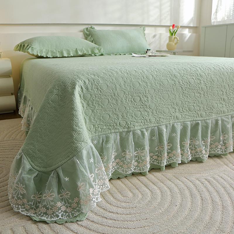 Spitzen Tagesdecke Einfarbig Bettüberwurf Queen Size Bettwäsche Verdicken Spannbettlaken Zuhause Matratzenschoner colchas (Kein Kissenbezug)