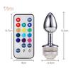 Lollipops Metal Anal Plug Dilator Bead Remote Control Color Changing LED Light Sex Toy