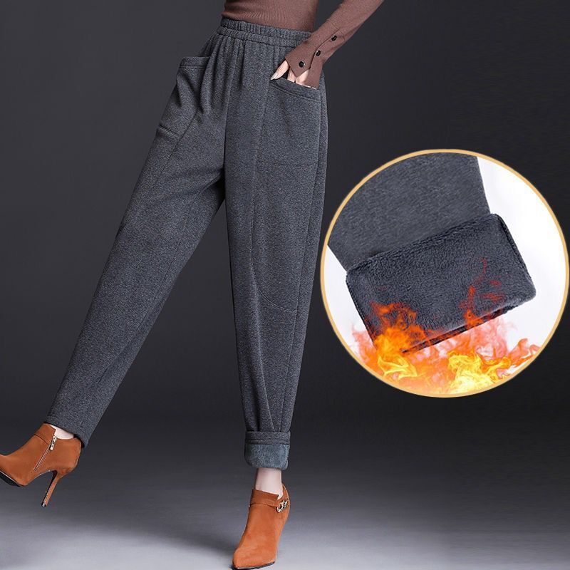 

Бархатные брюки, Женские, Зимняя верхняя одежда, Свободные большого размера, С высокой талией, Повседневные спортивные брюки, Брюки гаремы, Толстые, Теплые брюки 5XL [Recommended 186-100 kg]