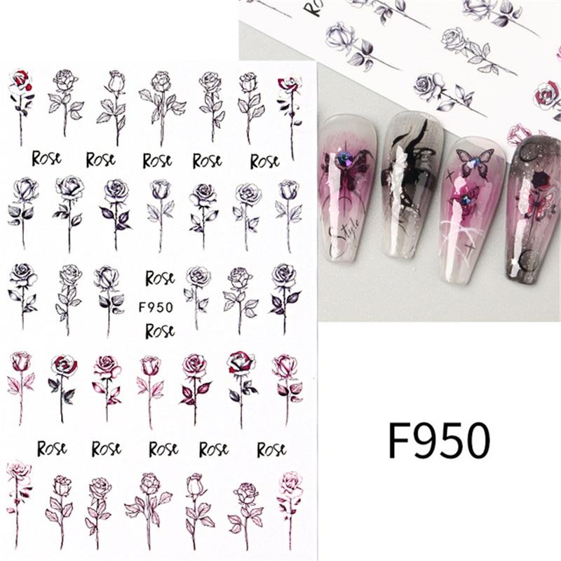 New Nail Art Stickers European and American Ghost Festival Dark Butterfly Bloodthirsty Rose Skull Zombie Nail Decal