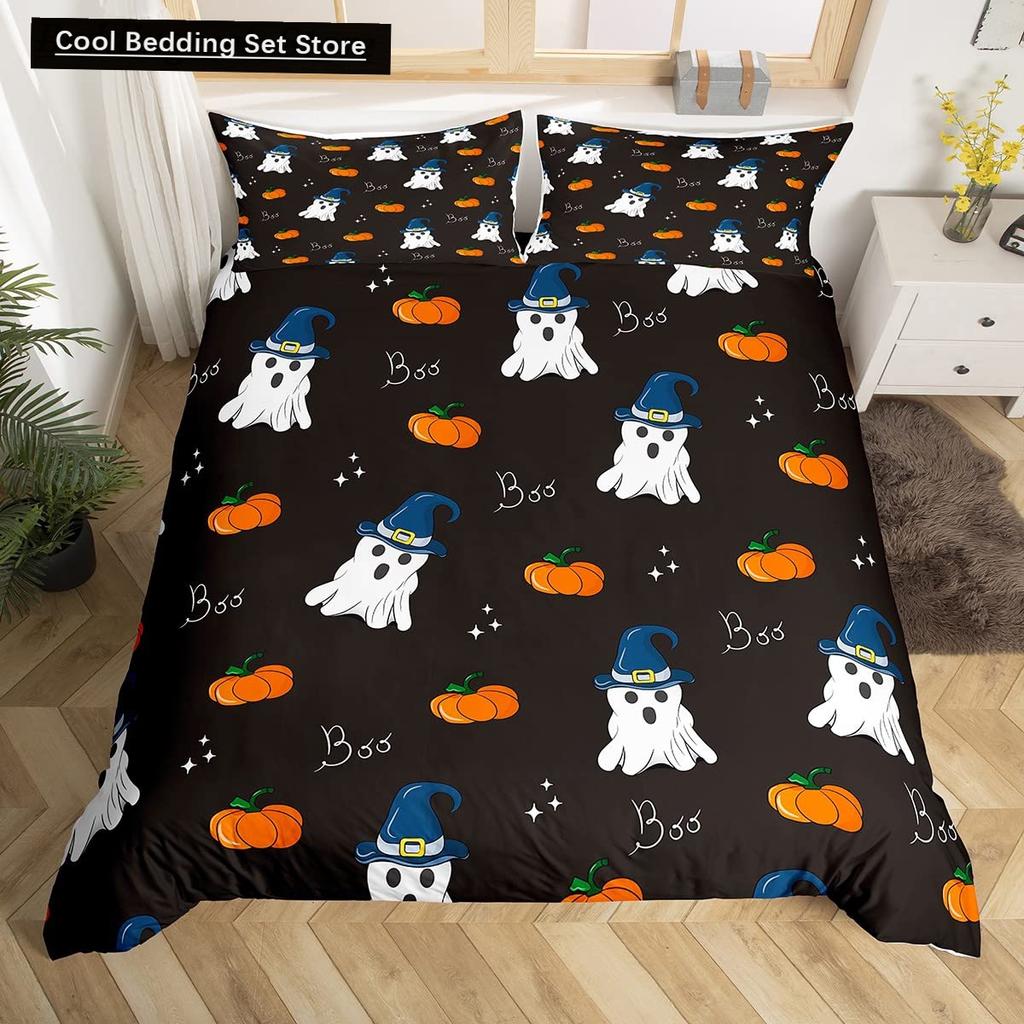 Halloween Gothic Schwarze Katze King Queen Bettbezug Glitzer Mond Bettwäsche Set Horror Gruselig Quilt Bezug Polyester Bettbezug