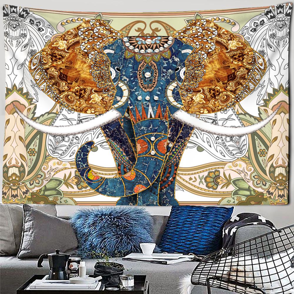 Exotic Bohemian Elephant Tapestry Boho Mandala Tapestry Tribal Ethnic Elephant Wall Tapestry for Bedroom Living Room Dorm Decor 74x94cm(29x37in)