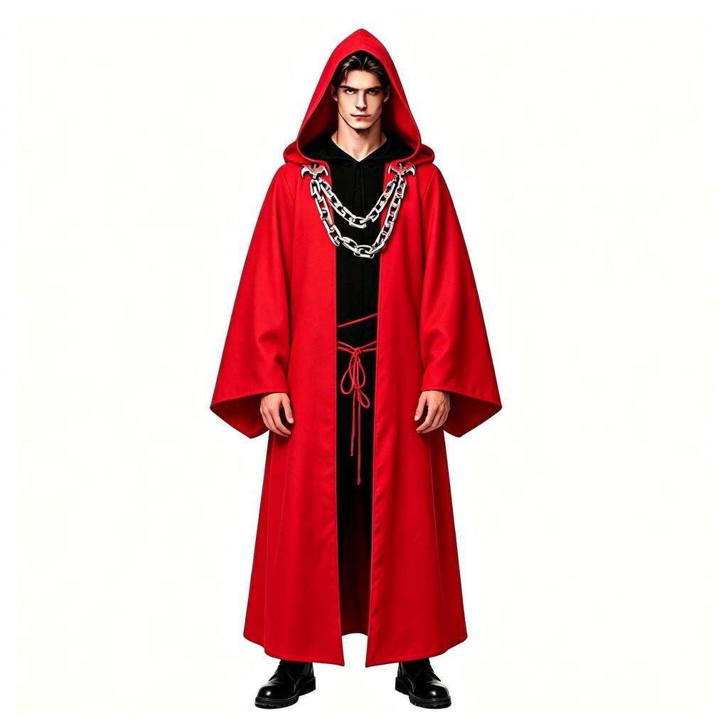 Halloween Dark Chain Hooded Men's Polyester Echo Cape Medieval Role-Playing Party Cosplay Cloak