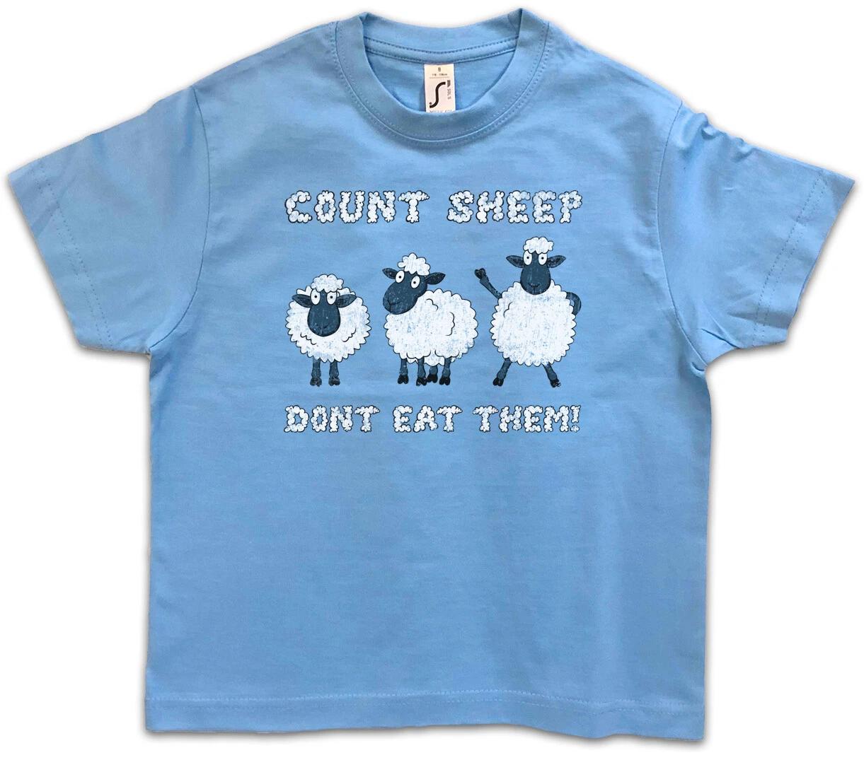 COUNT SHEEP Kids Boys T-Shirt Don t Eat Counting Sheeps Vegan Vegetarian- 160
