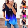 Maglione da Donna con Scollo a V e Zip, Stampa Manica Corta, Top a T-shirt Larga