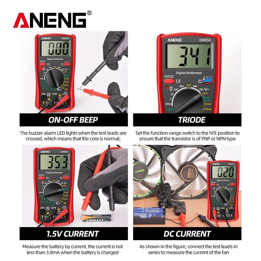 New High Precision ANENG DM850 Handheld Digital Multimeter Automatic 1999 Count AC/DC Current Voltage Buzzer Resistance Diode Electrician Tester Tools