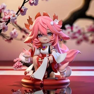 Cute Genshin Impact Figure Figurine Yae Miko Ganyu Hu Tao PVC Model Art Craft Desk Decor Ornament Gift