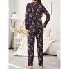 Christmas Printing Black Long Sleeves Full Pants Pijama Spring Milk Silk Sleepwear Loungewear Autumn Women Pajama Set