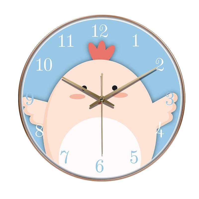 Cartoon Quartz Wall Clock Cute Animals Hanging Wall Clock Living Room Children's Room Kindergarten Decoration Loudspeaker Mute