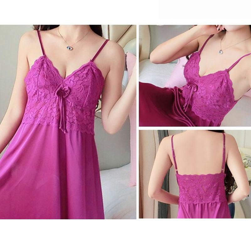 9 Colors Women Silky Sleepwear Dress Lace Pajamas Dress Sexy Nightwear Night Dress Sleeping Dress for Women