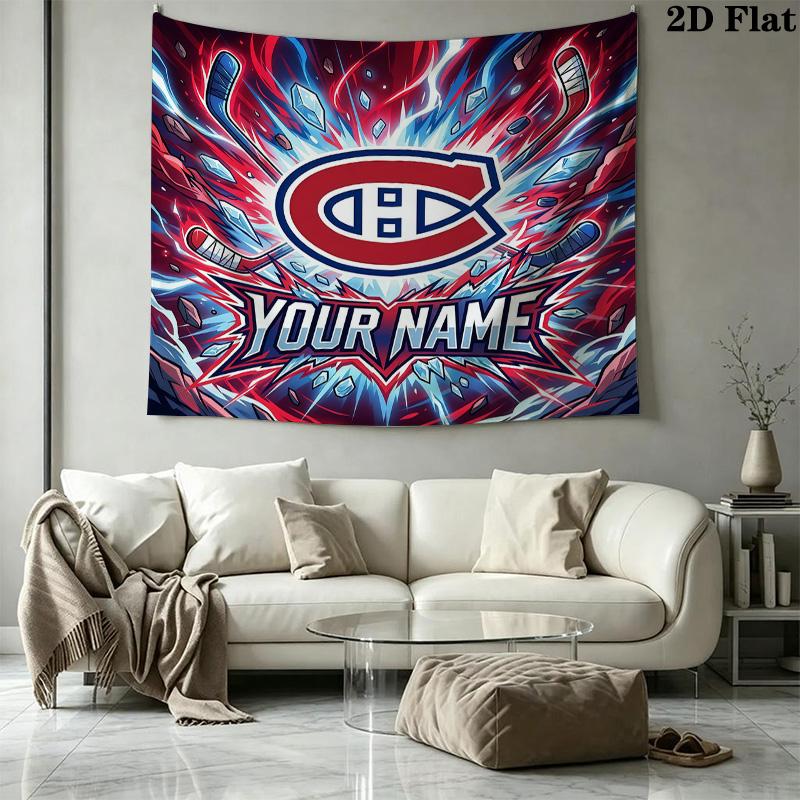 Custom Name Montreal CanadiensPrinted Tapestry – Wall Hanging for Bedrooms, Dorms, and Home Decor