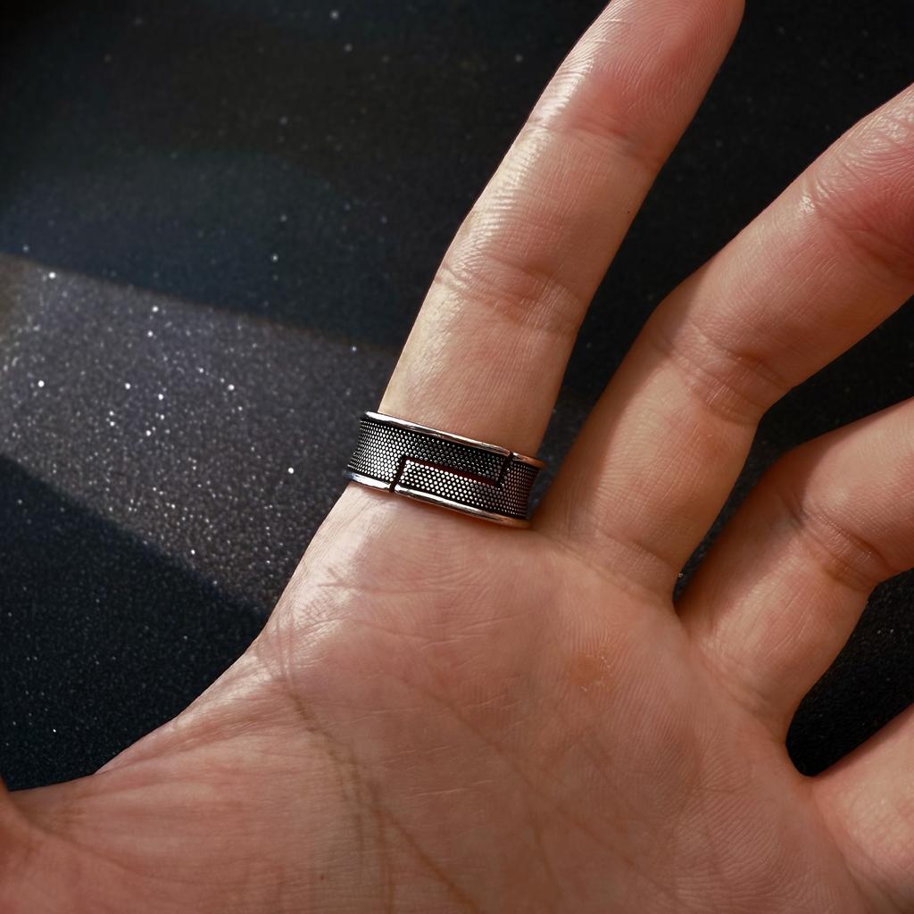 Retro Time Space Black Goku Adjustable Open Ring For Men Punk Gothic Edgy Couple Jewelry Cosplay Accessories Anime Lovers Gift