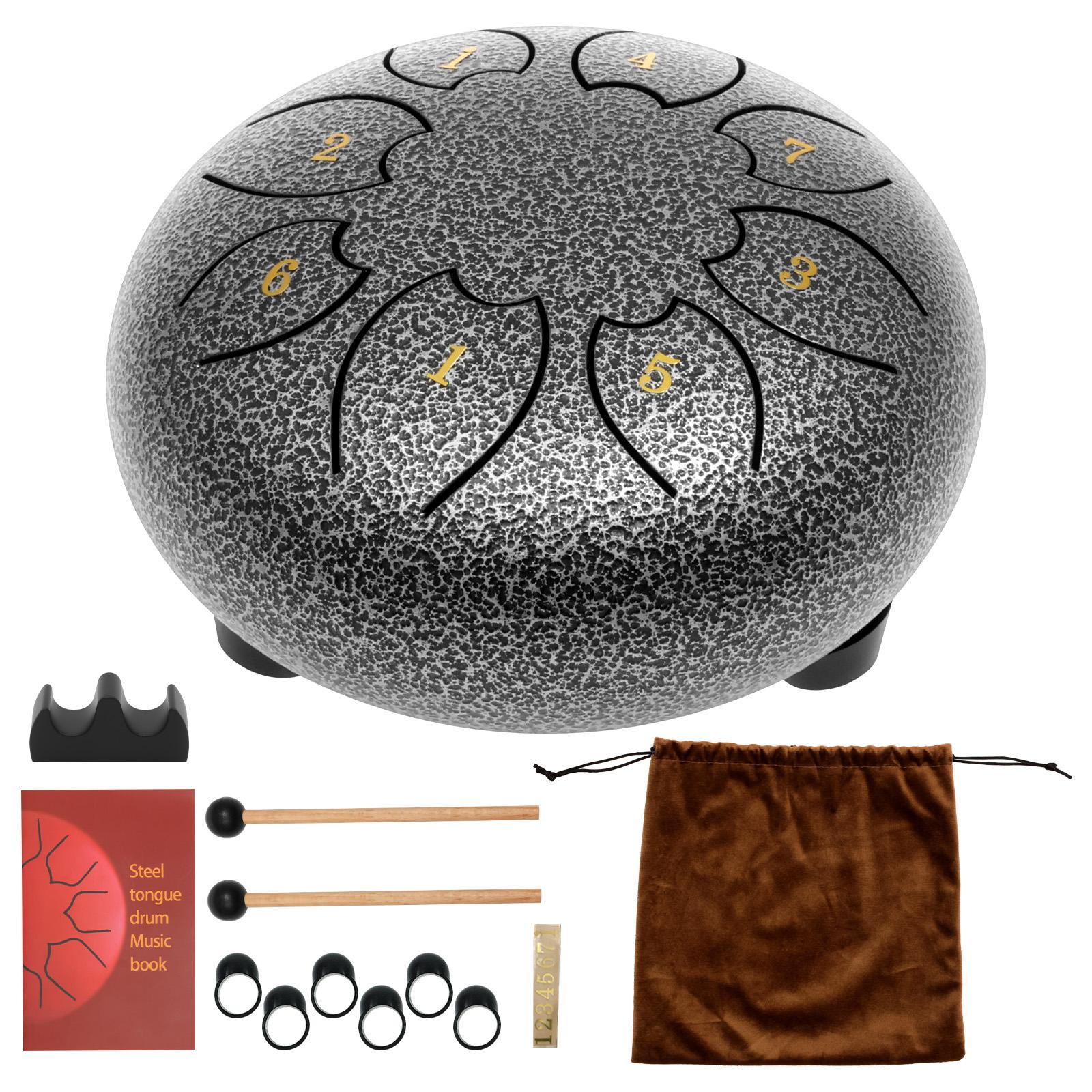Tongue Drum 6 Inch 8 Tone Mini Ethereal Drums Children Steel Hand Drums Yoga Meditation Professional Percussion Instruments Gift