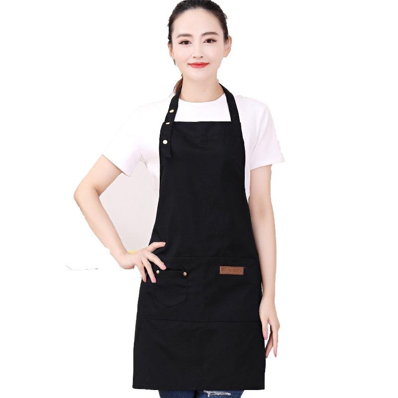 Waterproof Canvas Apron Adjustable Pocket Design Portable Cooking Apron for Kitchen Garden Work Black