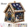 DIY Holiday Craft Set 3D House Christmas Faux Pearl Art Kit, Handmade Rhinestone Painting Kit Relaxing Activities for Adults Adults, Tabletop