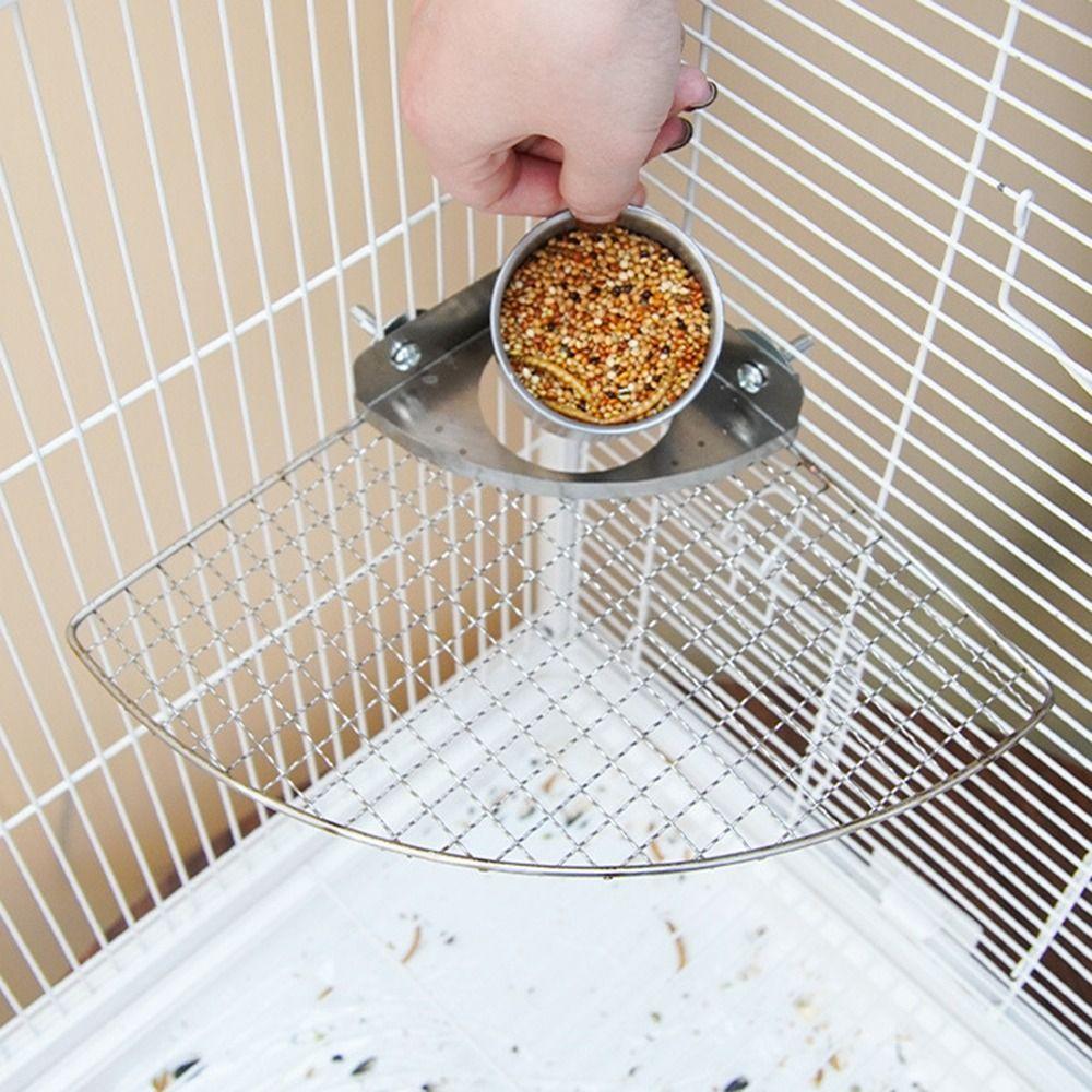 Anti-turnover Bird Food Feeder for Cage Stainless Steel Parrot Feeding Bowl Bird Supplies