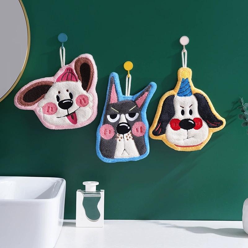 Quick Drying Puppy Hand Towel Hanging Ultra Soft Absorbent Fiber for Bathroom Kitchen Use