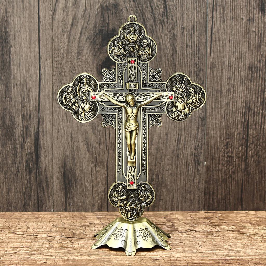 Church Relics Figurines Crucifix Jesus Christ On The Stand Cross Crucifix Home Chapel Decoration