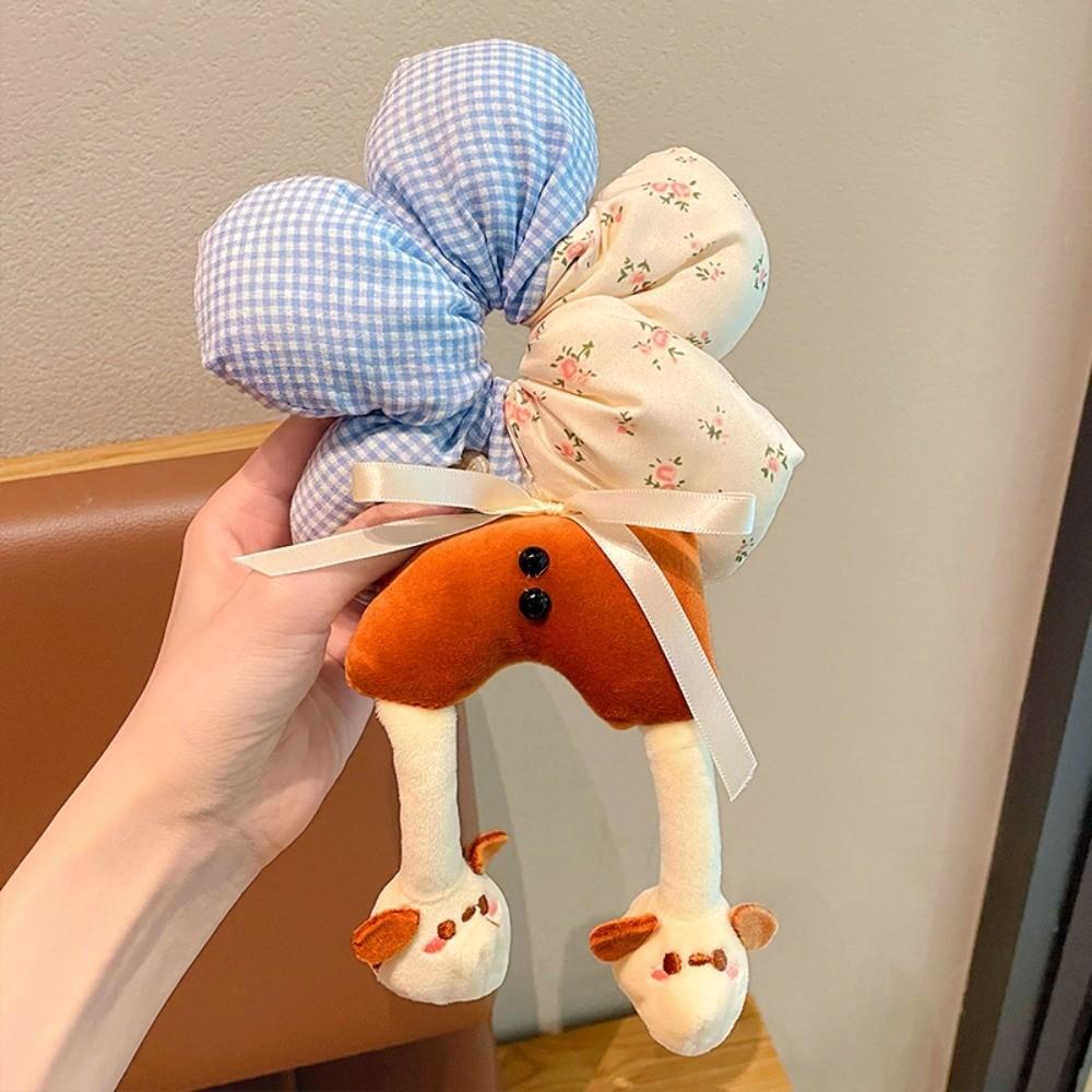 Cloth Cotton Filled Scrunchies Cute Plaid Flower Hair Ring Cute Bun Rubber Bands  Women