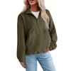 Sportlicher Damen-Fleece-Pullover mit halbem Reißverschluss, modisches lockeres langärmeliges Street-Sweatshirt-Oberteil
