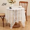 Vintage Lace Tablecloth White Floral Tablecloth, Rustic Boho Table Cover, Foldable Dining Cloth for Wedding Bridal Shower Party Decoration Decorative