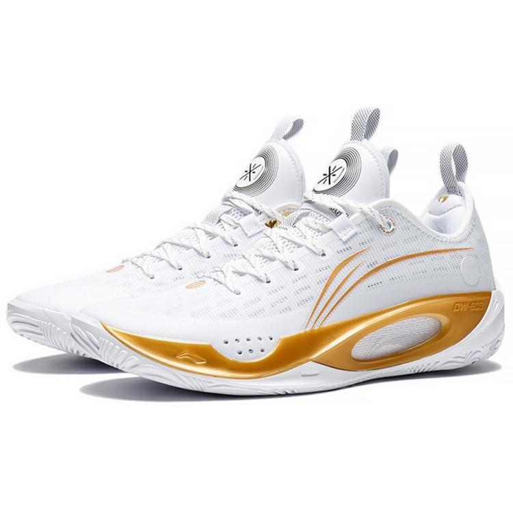 Li Ning Wade 808 2 Dynasty Résistantes à l'abrasion Basse Chaussures de Basketball Homme Blanc Or ABPS037-2