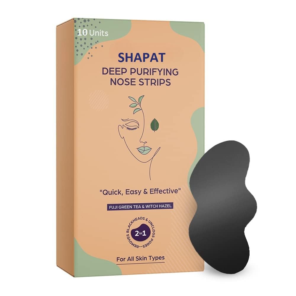 SHAPAT Skin Care Cleansing Charcoal Nose Strips With Natural Extracts Black Heads Removing on Nose Blackhead Remover Strips for Nose Nose Strips