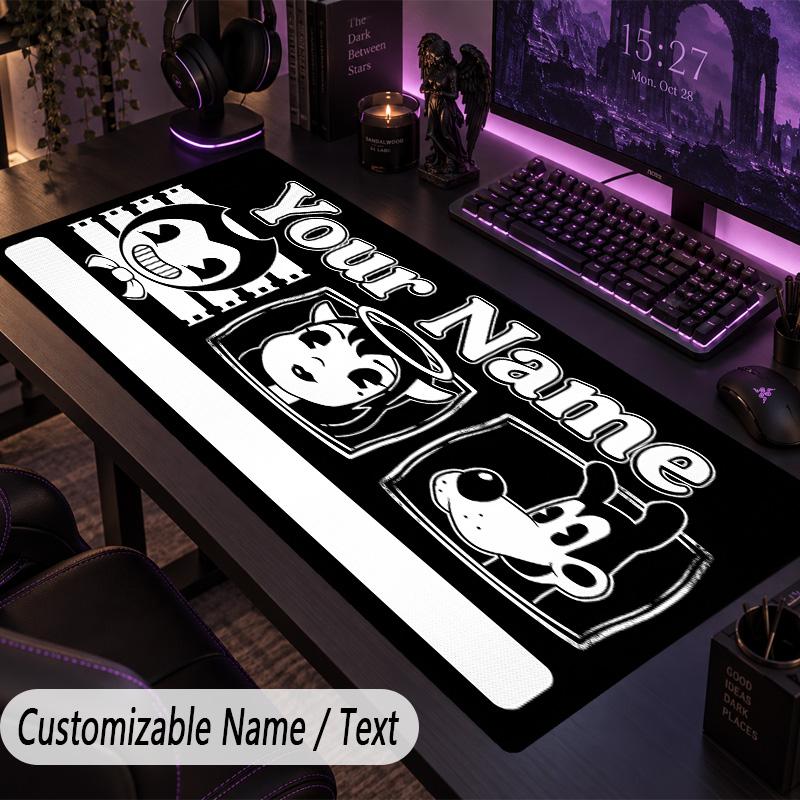 Custom Text Big Mousepad, Extended Desk Pad For Laptop Work GameBendy and the Ink Machine