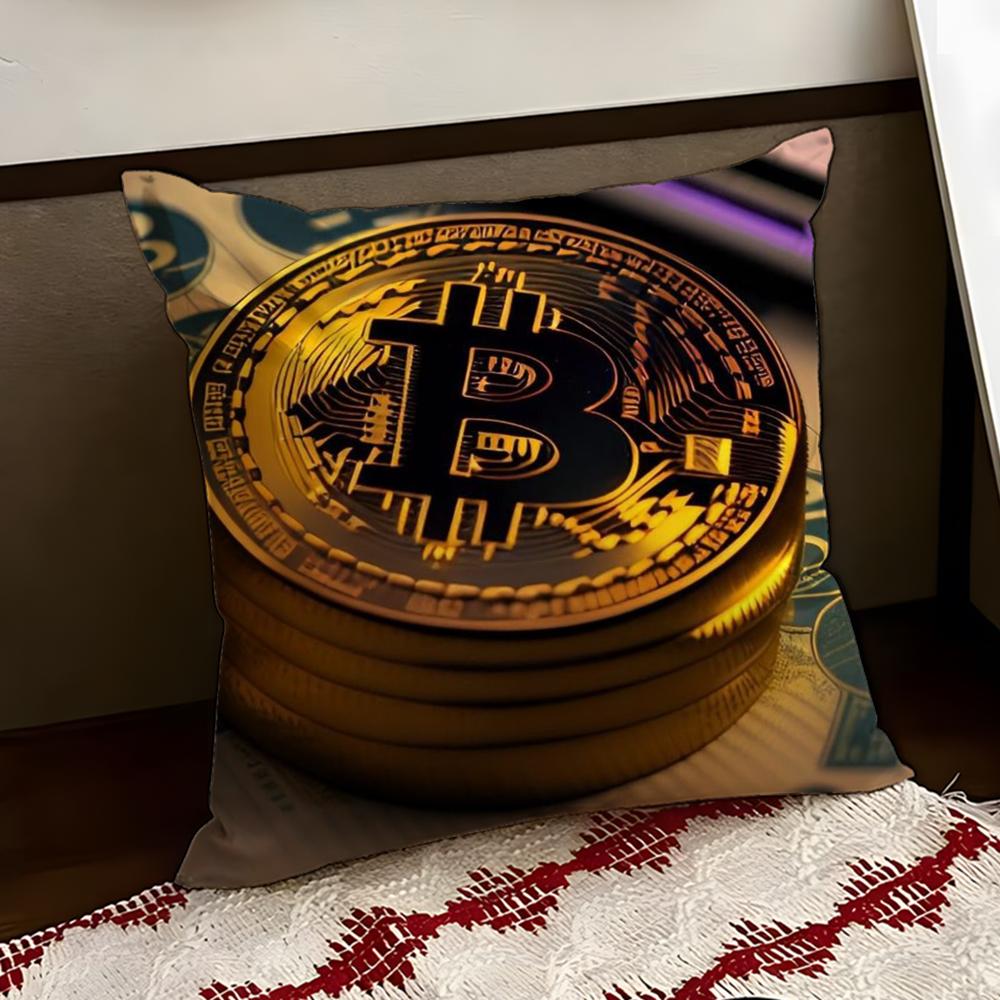BBitcoin Cryptocurrency Btc Cushion Cover Reversible Soft Durable Pillow Cover Home  Car MultiScene Use for Daily Comfort