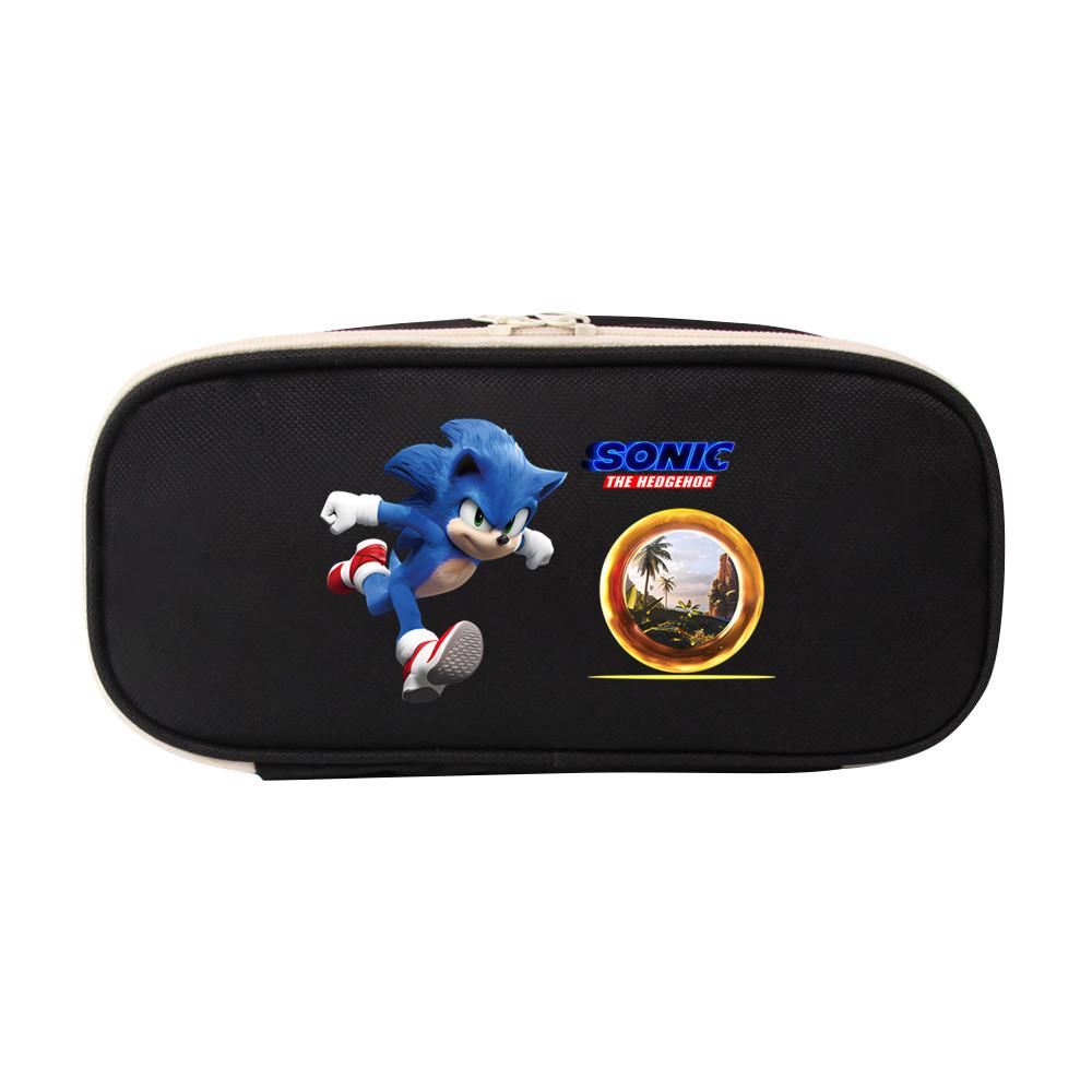 Sonic The Hedgehog Student Pencil Case Canvas Large Capacity Zipper Pen Bag For School Supplies And Teen Gift