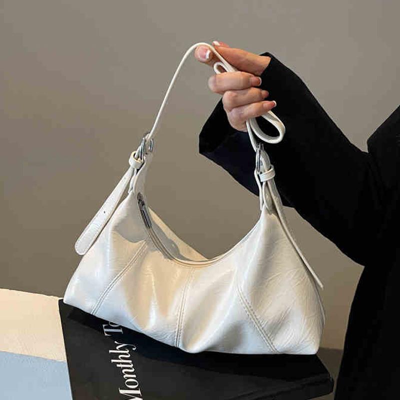 

Luxury Women s One Shoulder Underarm Bag 2026 Spring New Chic Half Mo Crossbody Bags Texture Soft Leather Handbag Trend (30cm<Max Length<50cm) бежевый