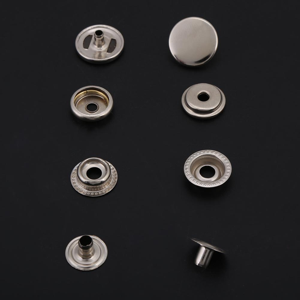 Metal Press Stud Snap Button Fastener for Leather Clothes Jacket Repair(silver 3pcs Tool)