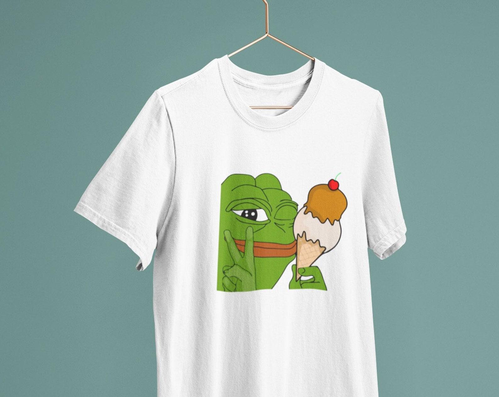 Pepe the Frog Ice Cream / Heavyweight cotton unisex T shirt with print tee top XL
