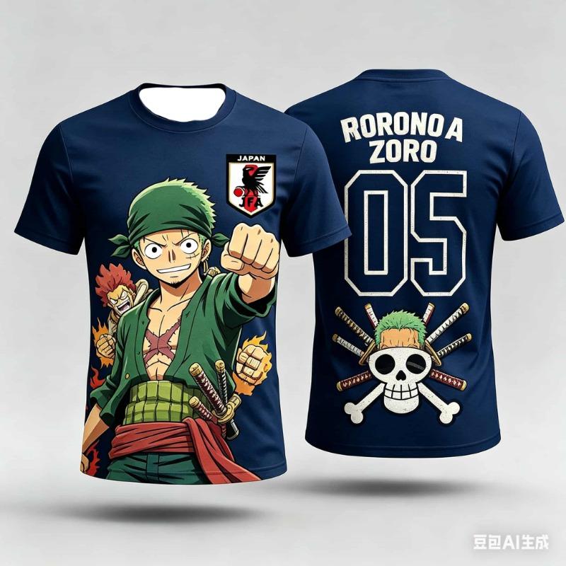 One Piece's Zoro Graphic T-shirt Japanese Anime Football Jerseys Sports Dry Quickly Men's T-Shirt Children's Clothing Tee Woman