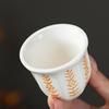 Taza de Café de Cerámica Blanca con Patrón de Tulipán Dorado para Festivales Árabes