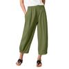 Women's Fashion Loose Haren Pants High Waist Cotton Linen Nine Points Wide Leg Pants