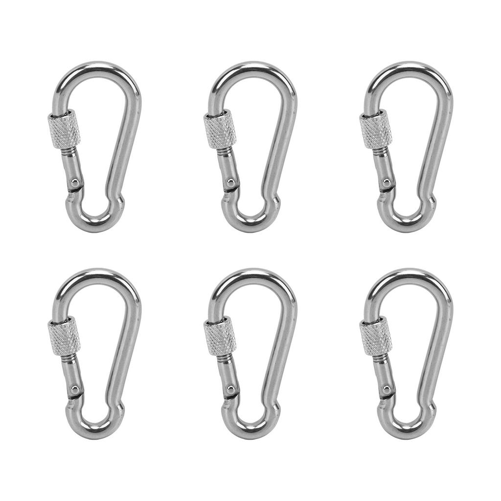 6pcs Spring Snap Hooks Stainless Steel Strong Bearing Capacity Key Chain Link Buckle for Camping 6MM
