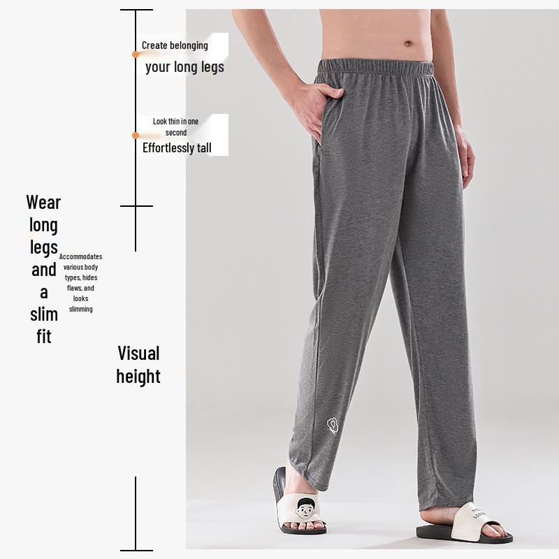 7A Antibacterial Men's Pure Cotton Casual Pajama Pants - Spring/Summer Long, Loose, Outdoor-Friendly