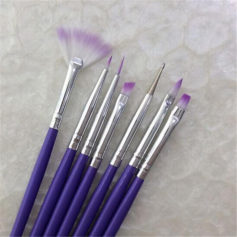 7PCS Professional UV Gel Nail Art Brush Painting Drawing Polish Manicure Tips Tools Liner Dotting Pen Set