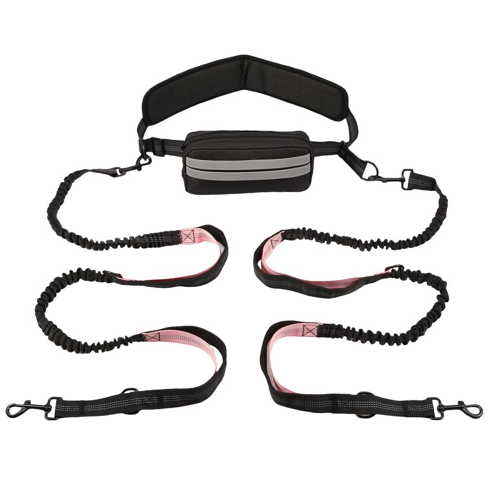 Hands Free Dog Leash Reflective Leash with Waist Bag Retractable Elastic Belt Dog Traction Rope for Running Walking Pet Products