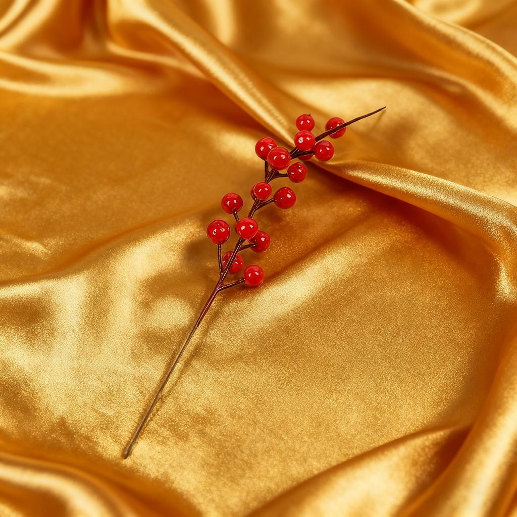 Tatil Yapay Kırmızı Meyve Dalı Süsleme