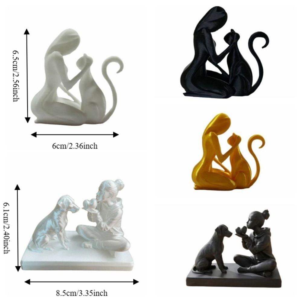 3D Printed Cat Dog Figurine Creative Canine Statues Crafts Desktop Ornaments Christmas Gift