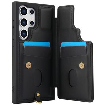 SY-001 For Samsung Galaxy S25 Ultra Case Card Slots Leather Coated TPU Flower Phone Cover
