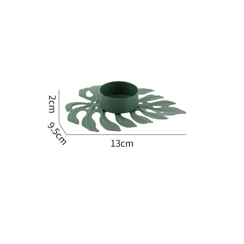 Monstera Leaves Candlestick Metal Candleholder Romantic Candle Pedestal Ornament Fashion Vintage Wedding Party Home Decor