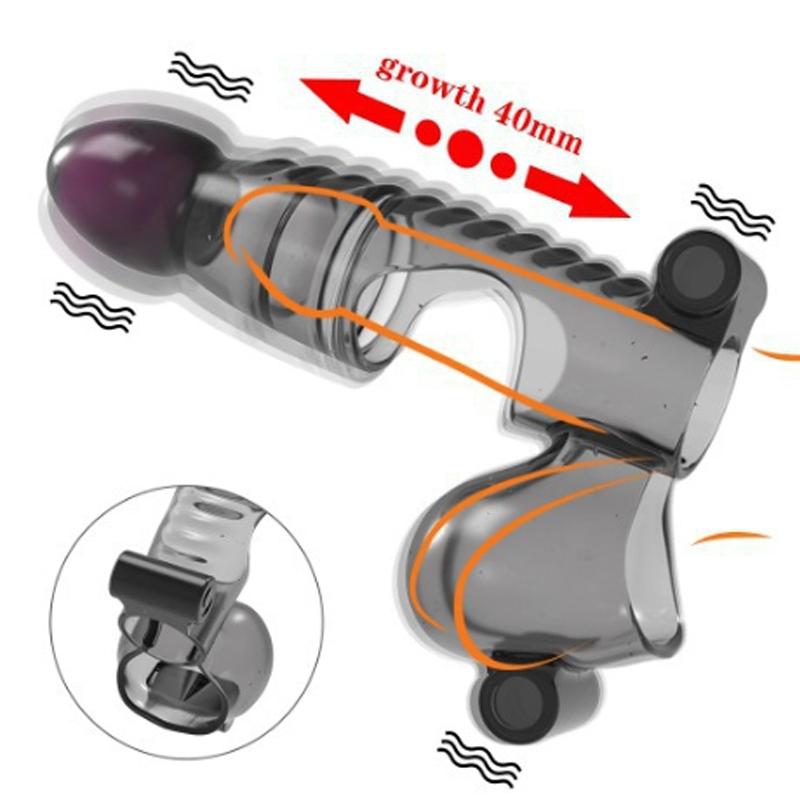 Penis Enlargement Vibration Penis Condom Condom Reusable Male Condom Sex Toy Men Strap Delay Ejaculation Adult Sex Products