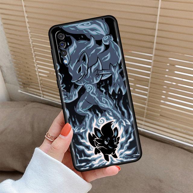 Silicone Case For Samsung Galaxy A50 A70 A12 A30 A02s A03 A10 A22 A23 A40 Phone Funda Black Soft Cover Pokemon Eevee Elf