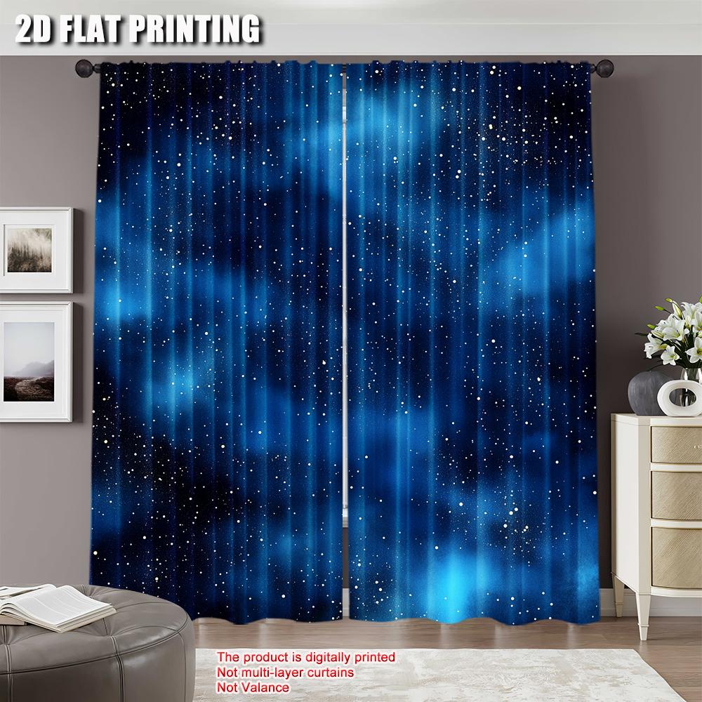 2 Pièces Rideau Ciel Nocturne Univers Espace Galaxie Rideau Nuit Sous Les Étoiles Rideau S'applique Au Salon Chambre À Coucher Hôtel Magasin