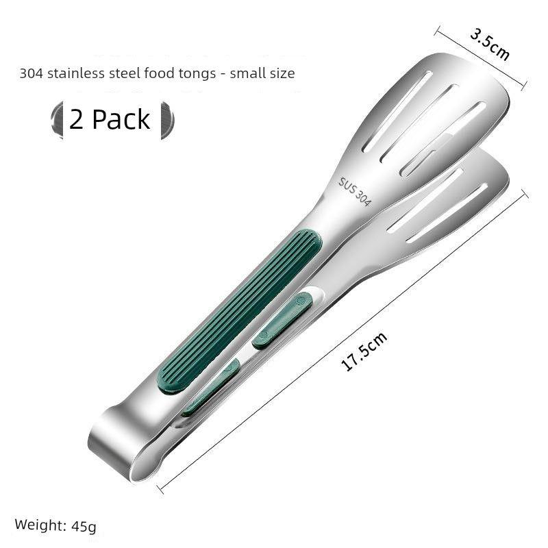 

German 304 Stainless Steel Tongs for Food, Steak, Pancakes, Barbecue, Bread, and Grilling 7inch - Thickened Food Clips [Pack of 2]